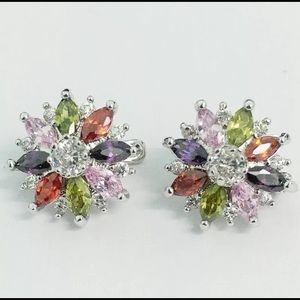 Colorful Cubic Zircon Lady Hoop Earrings